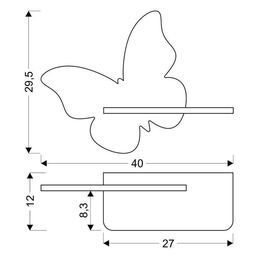 LED-Kinder-Wandleuchte mit Ablage BUTTERFLY LED/5W/230V rosa/Holz