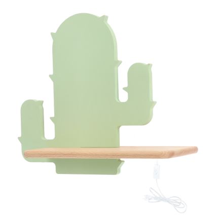 LED-Kinder-Wandleuchte mit Ablage CACTUS LED/4W/230V grün/Holz