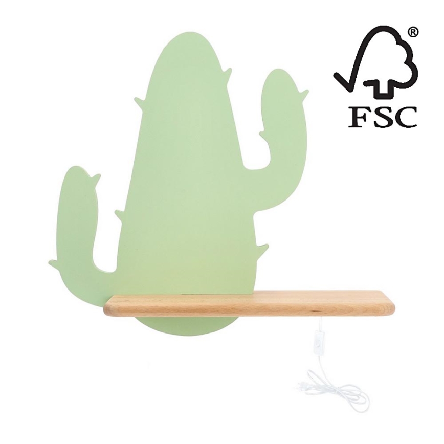 LED Kinder-Wandleuchte mit Ablage CACTUS LED/4W/230V grün/Holz,