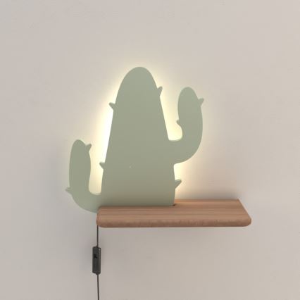 LED Kinder-Wandleuchte mit Ablage CACTUS LED/4W/230V grün/Holz,