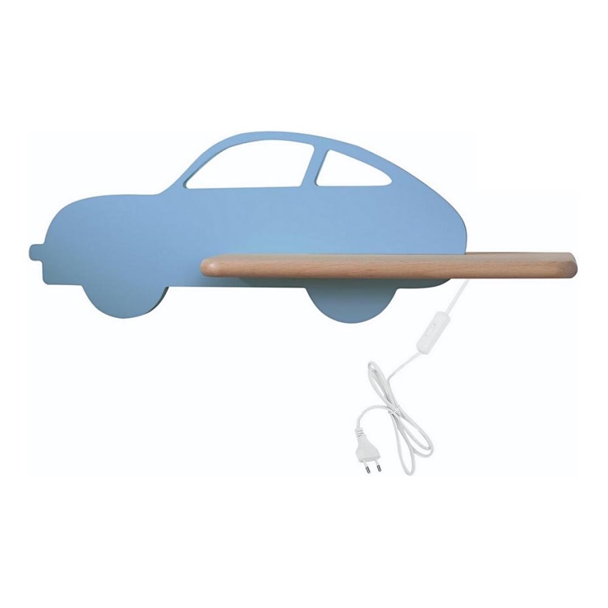 LED-Kinder-Wandleuchte mit Ablage CAR LED/5W/230V blau/Holz
