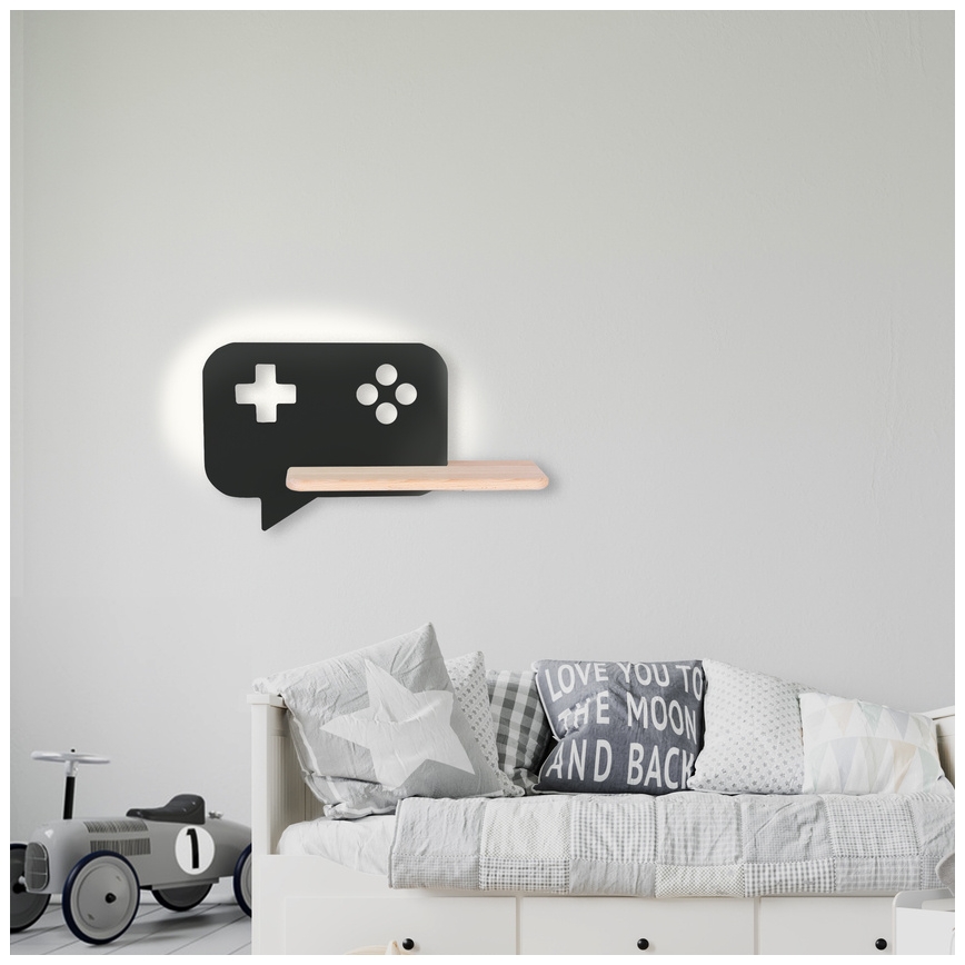 LED-Kinder-Wandleuchte mit Ablage CONSOLE LED/5W/230V schwarz