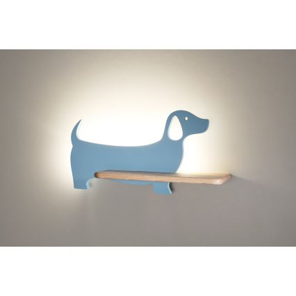 LED Kinder-Wandleuchte mit Ablage DOG LED/5W/230V blau/Holz,