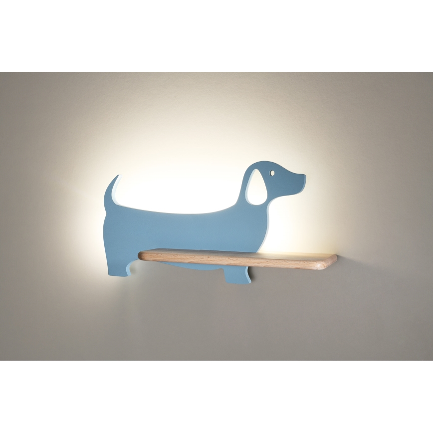 LED Kinder-Wandleuchte mit Ablage DOG LED/5W/230V blau/Holz,