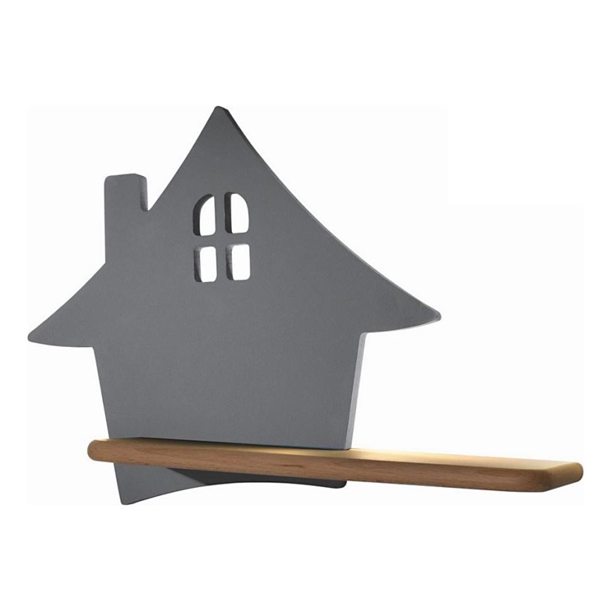 LED-Kinder-Wandleuchte mit Ablage HOUSE LED/4W/230V grau/Holz