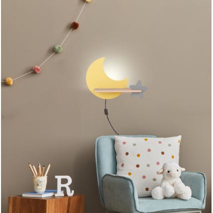 LED-Kinder-Wandleuchte mit Ablage MOON LED/5W/230V