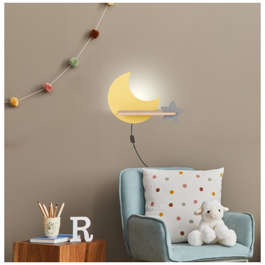 LED-Kinder-Wandleuchte mit Ablage MOON LED/5W/230V