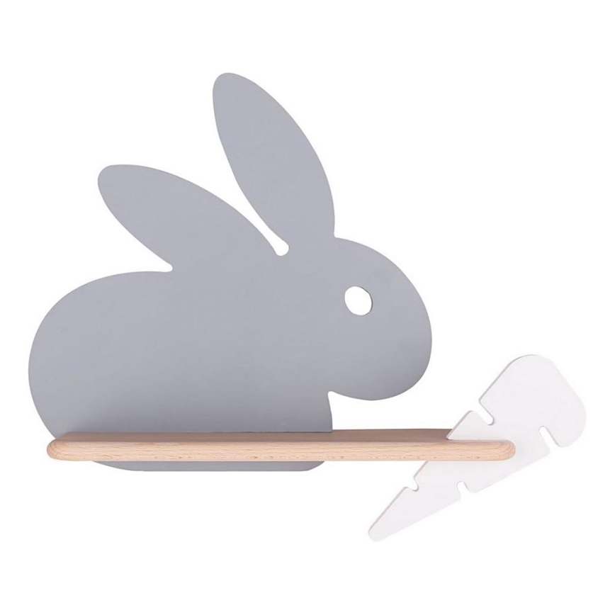 LED-Kinder-Wandleuchte mit Ablage RABBIT LED/4W/230V grau/weiß/Holz