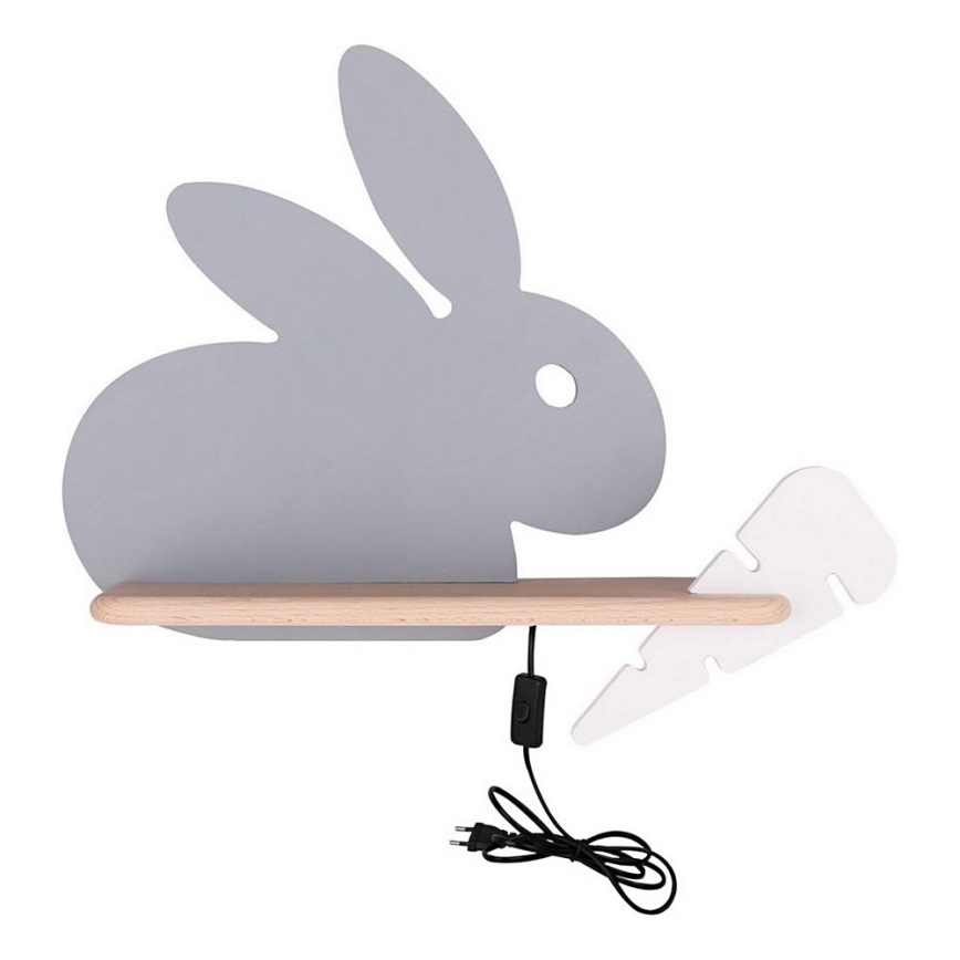 LED-Kinder-Wandleuchte mit Ablage RABBIT LED/4W/230V grau/weiß/Holz