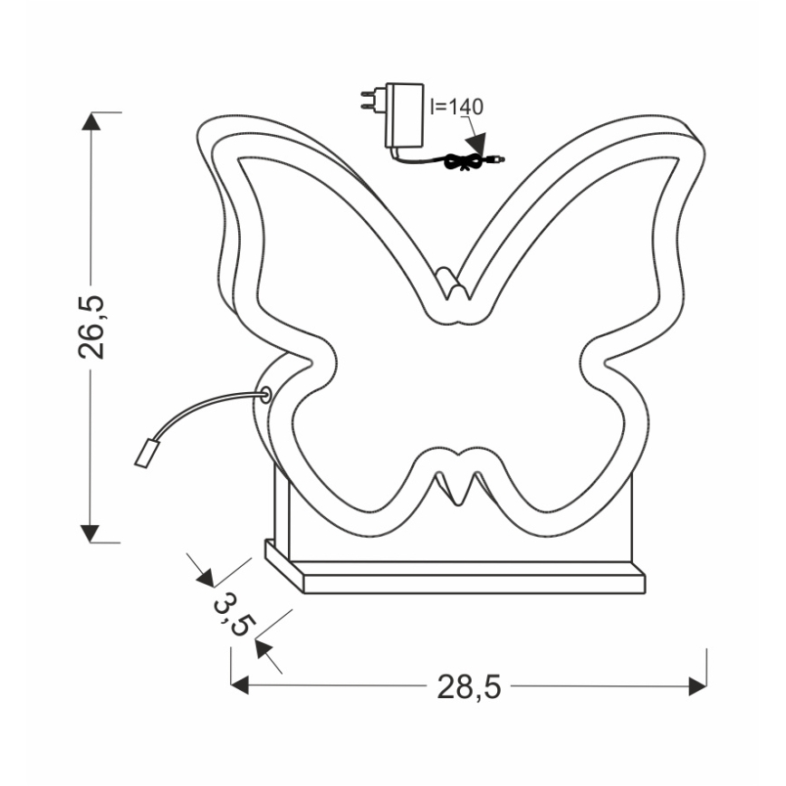 LED-Kindertischlampe BUTTERFLY LED/14W/230V rosa