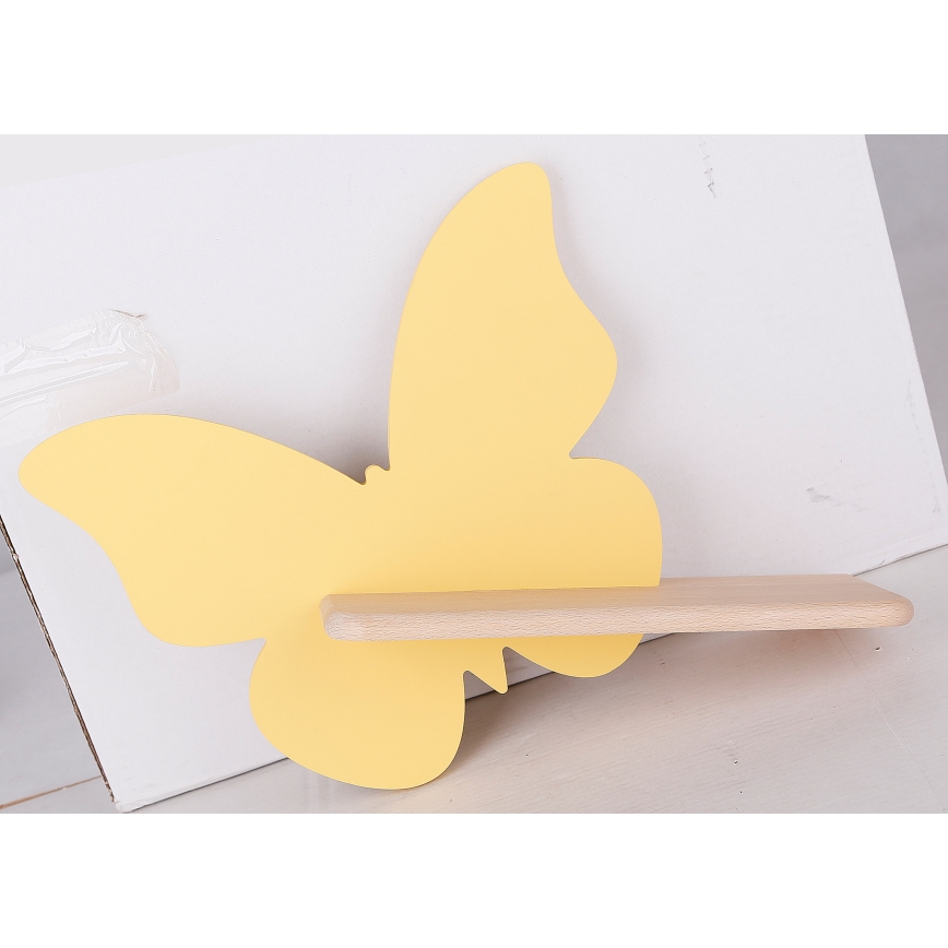 LED-Kinderwandleuchte mit Ablage BUTTERFLY LED/5W/230V gelb/Holz