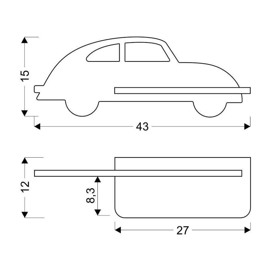 LED-Kinderwandleuchte mit Ablage CAR LED/5W/230V grau/Holz