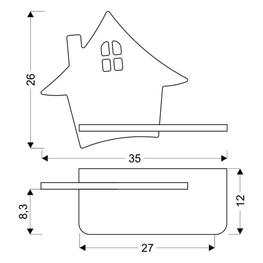LED-Kinderwandleuchte mit Ablage HOUSE LED/4W/230V grau/Holz