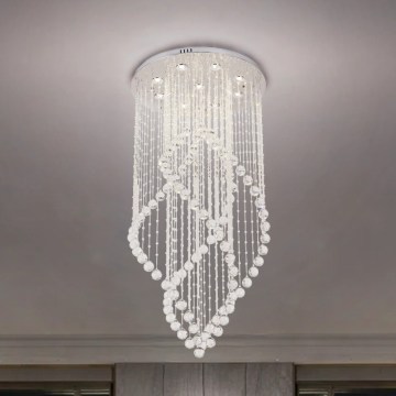 LED-Kristall-Deckenleuchte NAURU LED/30W/230V Ø 60 cm glänzender Chrom + Fernbedienung