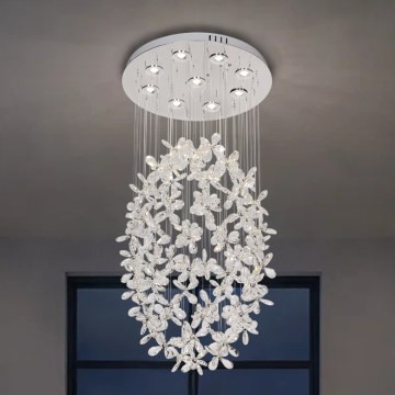 LED-Kristall-Deckenleuchte SAMOA LED/30W/230V Ø 40 cm glänzender Chrom + Fernbedienung