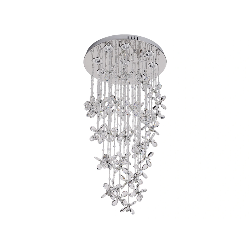 LED-Kristall-Deckenleuchte SAMOA LED/30W/230V Ø 40 cm glänzender Chrom + Fernbedienung