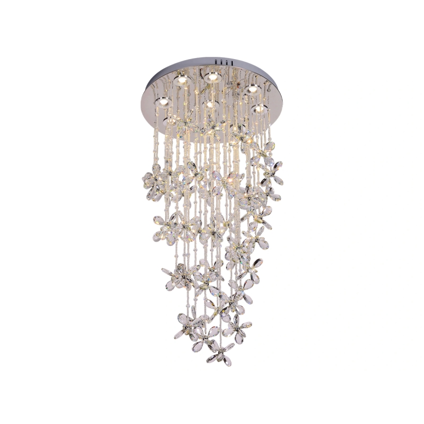 LED-Kristall-Deckenleuchte SAMOA LED/30W/230V Ø 40 cm glänzender Chrom + Fernbedienung