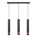 LED Kronleuchter an Schnur TUBA 3xGU10/4,8W/230V schwarz/kupfer