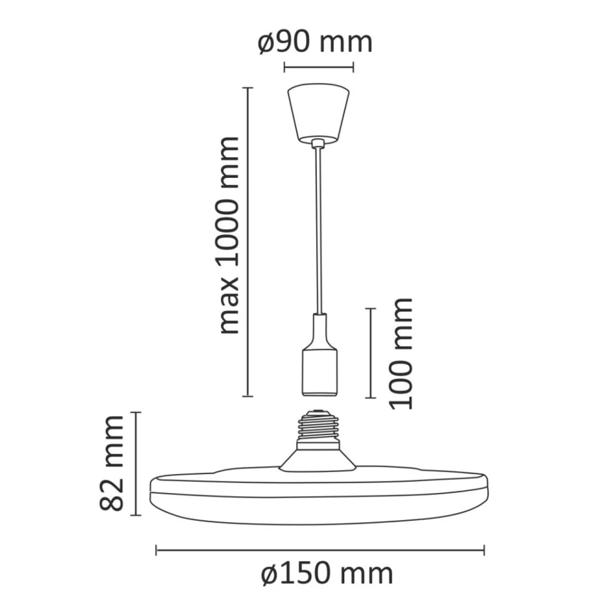 LED Lampada a sospensione KIKI 1xE27/10W/230V nero