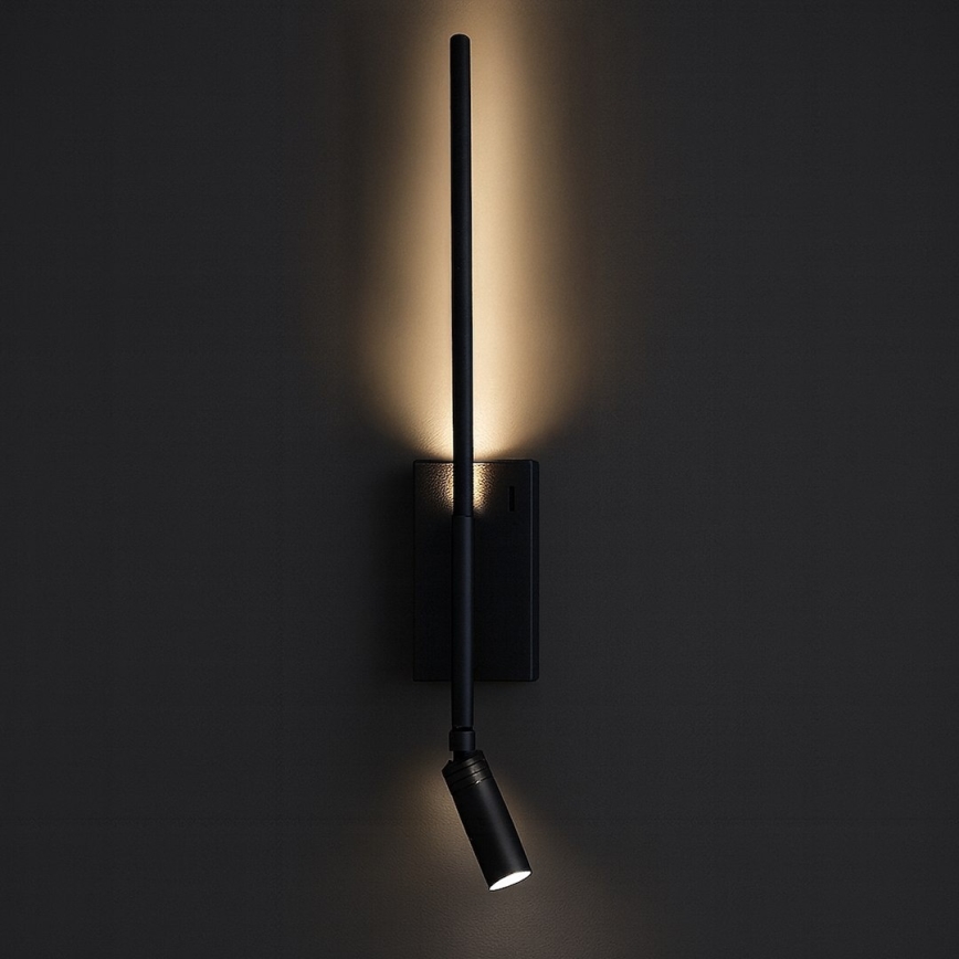 LED Lampada da parete TORCH LED/6W/230V + LED/3W nera