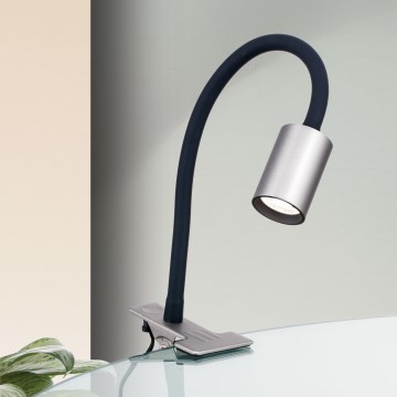 LED Lampada da tavolo flessibile con clip KURT LED/5W/230V argento