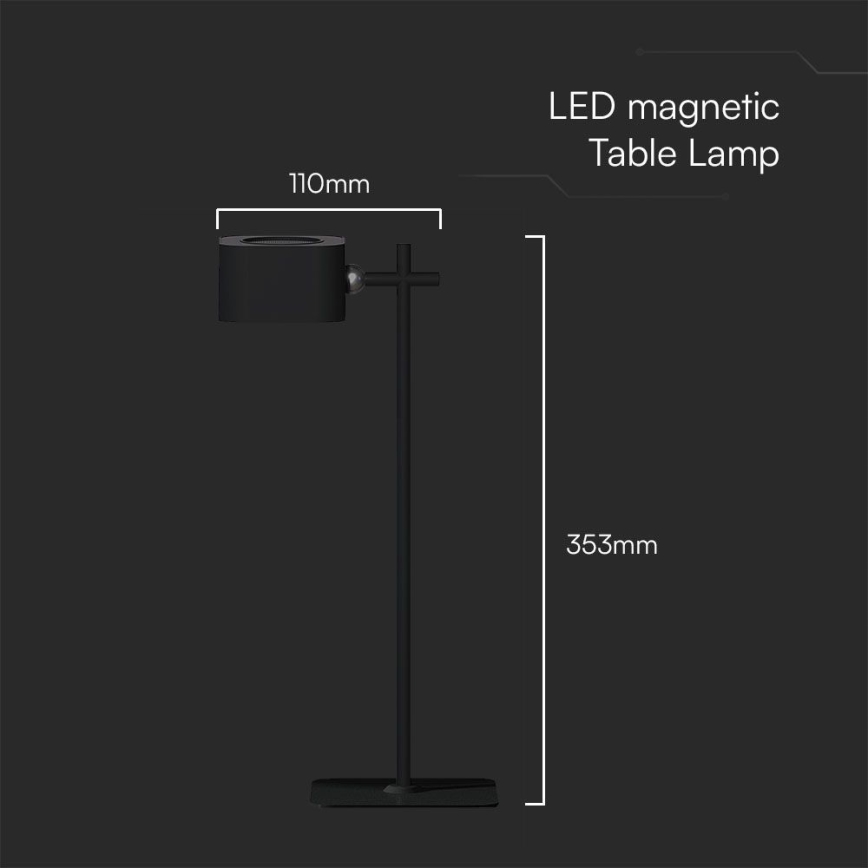 LED Lampada da tavolo magnetica dimmerabile 4in1 LED/3W/5V 3000-6000K 1800 mAh nero