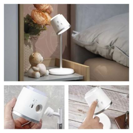 LED Lampada da tavolo ricaricabile dimmerabile 4in1 LED/6W/3,7V 3000K/4000K/6500K 1500mAh bianco