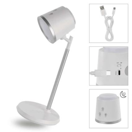 LED Lampada da tavolo ricaricabile dimmerabile 4in1 LED/6W/3,7V 3000K/4000K/6500K 1500mAh bianco