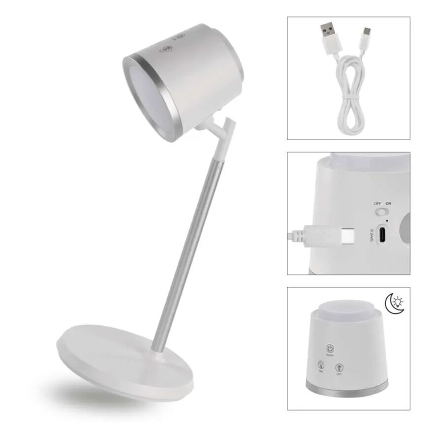 LED Lampada da tavolo ricaricabile dimmerabile 4in1 LED/6W/3,7V 3000K/4000K/6500K 1500mAh bianco