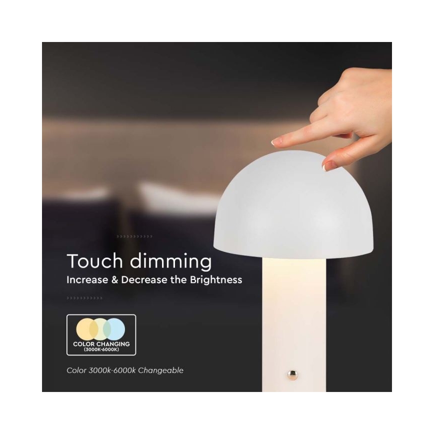 LED Lampada da tavolo touch ricaricabile e dimmerabile LED/1W/5V 3000-6000K 1800 mAh bianco