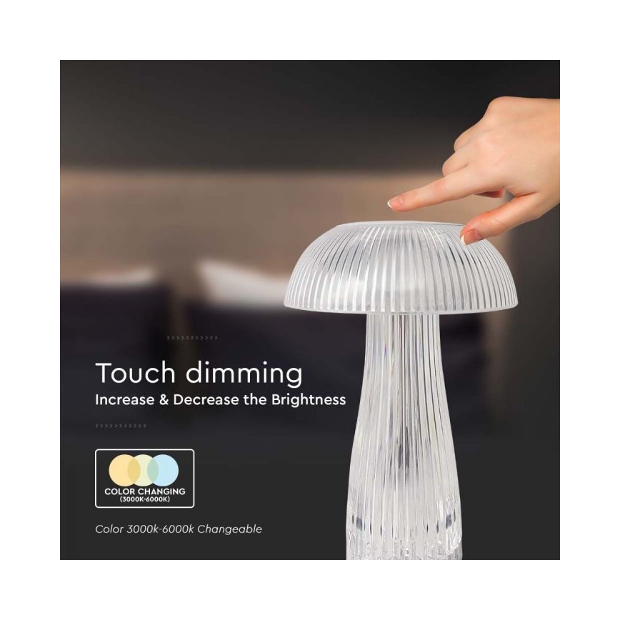 LED Lampada da tavolo touch ricaricabile e dimmerabile LED/1W/5V 3000-6000K 1800 mAh limpido