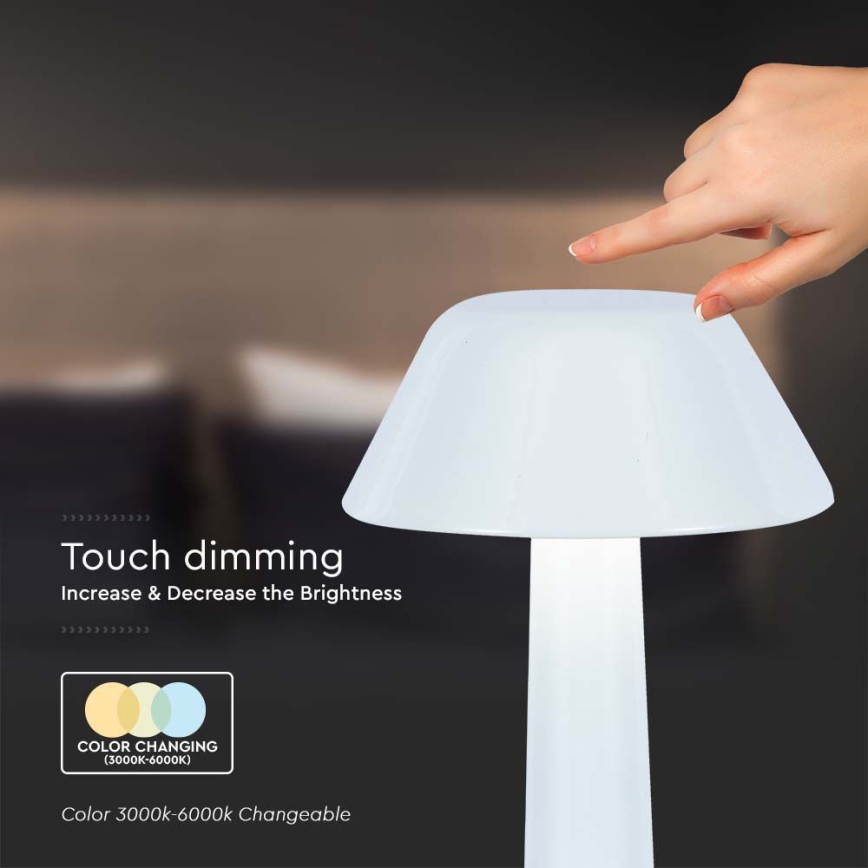 LED Lampada da tavolo touch ricaricabile e dimmerabile LED/1W/5V 3000-6000K 1800 mAh bianco
