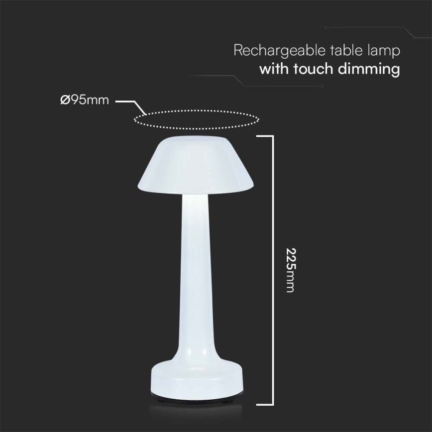 LED Lampada da tavolo touch ricaricabile e dimmerabile LED/1W/5V 3000-6000K 1800 mAh bianco