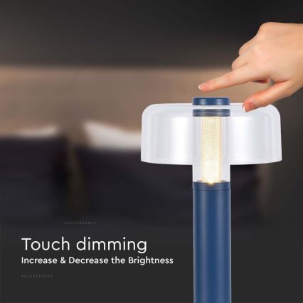 LED Lampada da tavolo touch ricaricabile e dimmerabile LED/1W/5V 3000K 1800 mAh blu