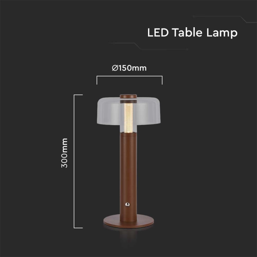 LED Lampada da tavolo touch ricaricabile e dimmerabile LED/1W/5V 3000K 1800 mAh marrone