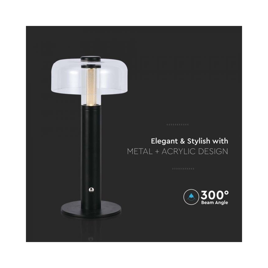 LED Lampada da tavolo touch ricaricabile e dimmerabile LED/1W/5V 3000K 1800 mAh nero