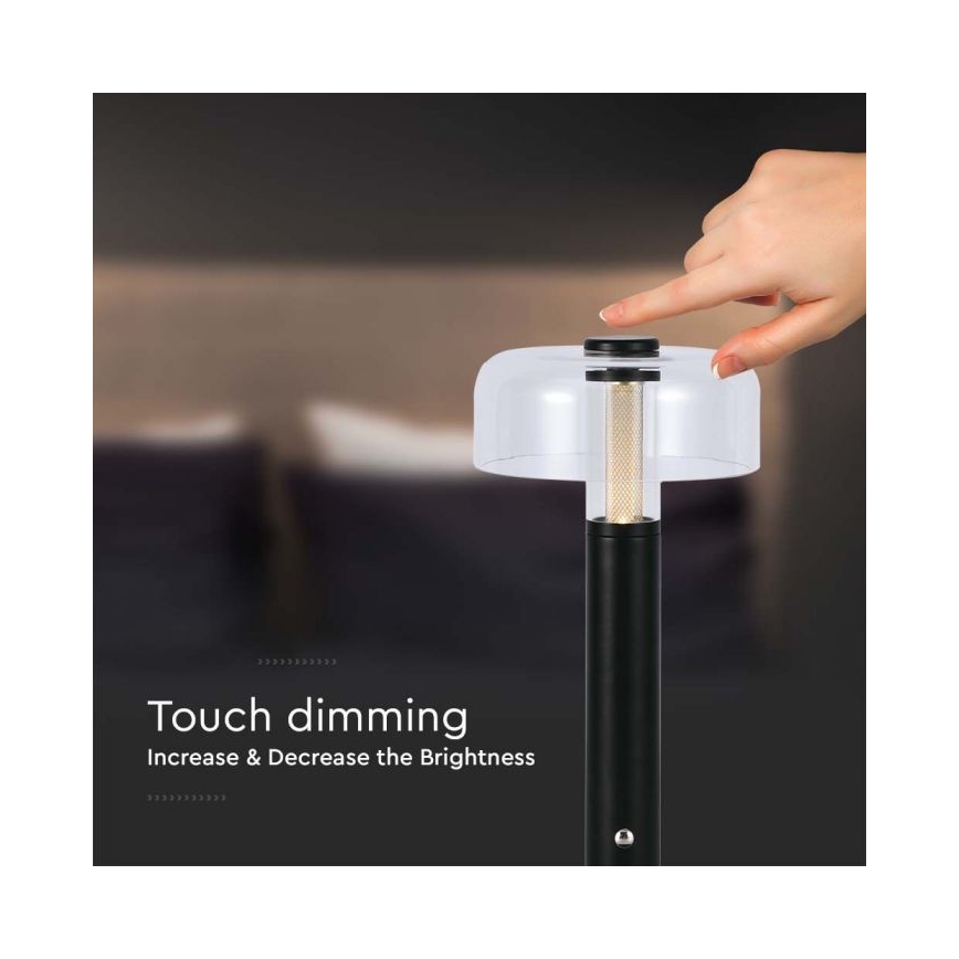 LED Lampada da tavolo touch ricaricabile e dimmerabile LED/1W/5V 3000K 1800 mAh nero