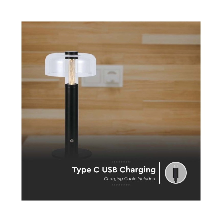 LED Lampada da tavolo touch ricaricabile e dimmerabile LED/1W/5V 3000K 1800 mAh nero