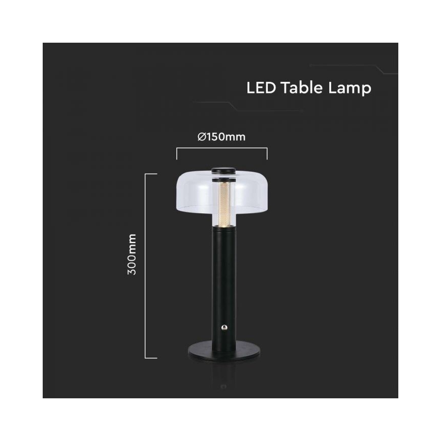 LED Lampada da tavolo touch ricaricabile e dimmerabile LED/1W/5V 3000K 1800 mAh nero