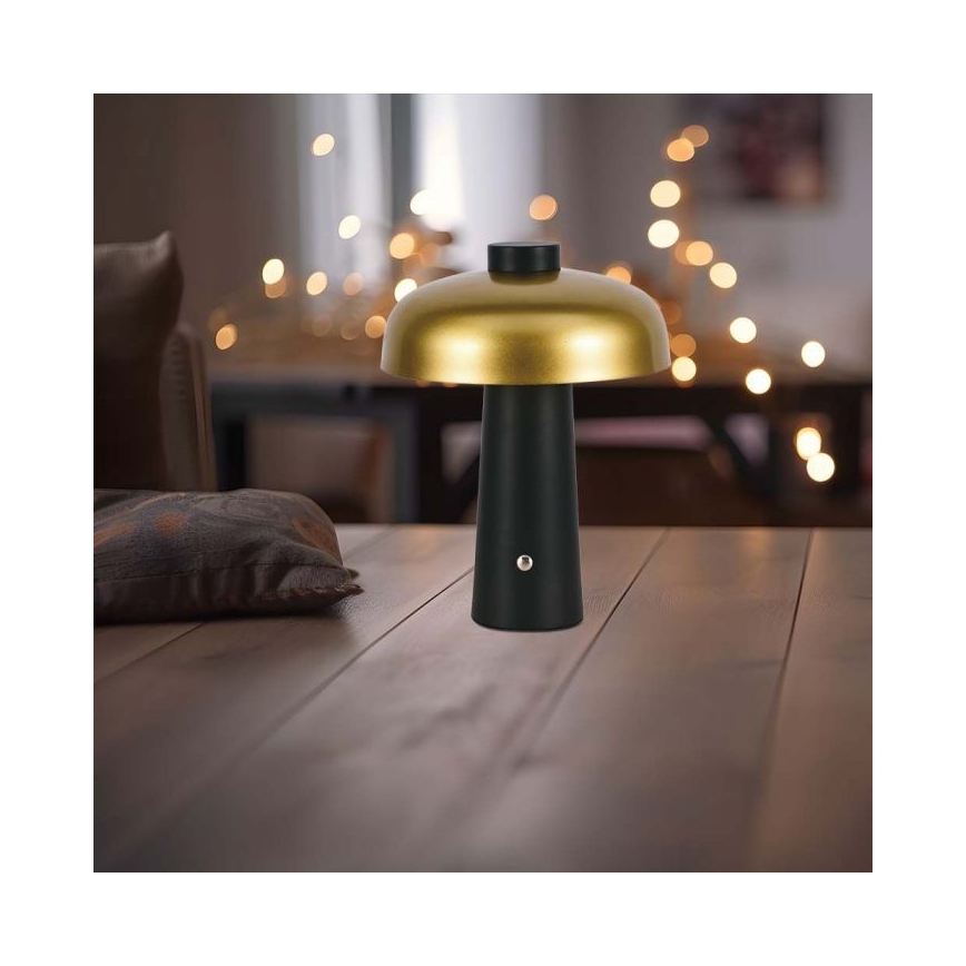 LED Lampada da tavolo touch ricaricabile e dimmerabile LED/3W/5V 3000-6000K 1800 mAh nero/oro