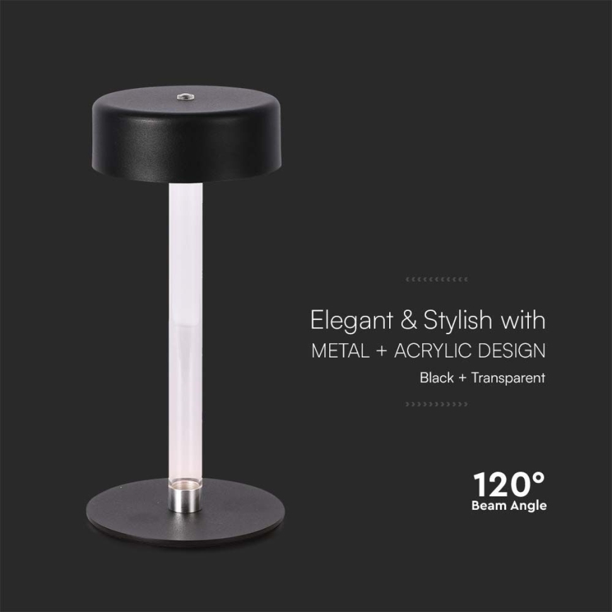 LED Lampada da tavolo touch ricaricabile e dimmerabile LED/3W/5V 3000-6000K 2400 mAh nero