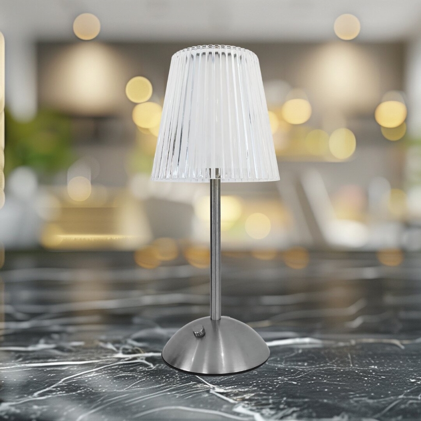 LED Lampada da tavolo ricaricabile touch dimmerabile ELBA LED/1,6W/800 mAh cromo opaco/limpido