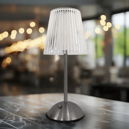 LED Lampada da tavolo ricaricabile touch dimmerabile ELBA LED/1,6W/800 mAh cromo opaco/limpido