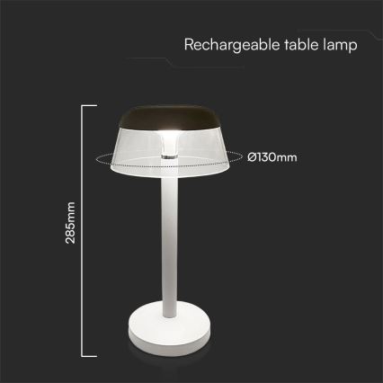 LED Lampada da tavolo touch ricaricabile e dimmerabile LED/3W/5V 3000-6000K 1800 mAh bianco