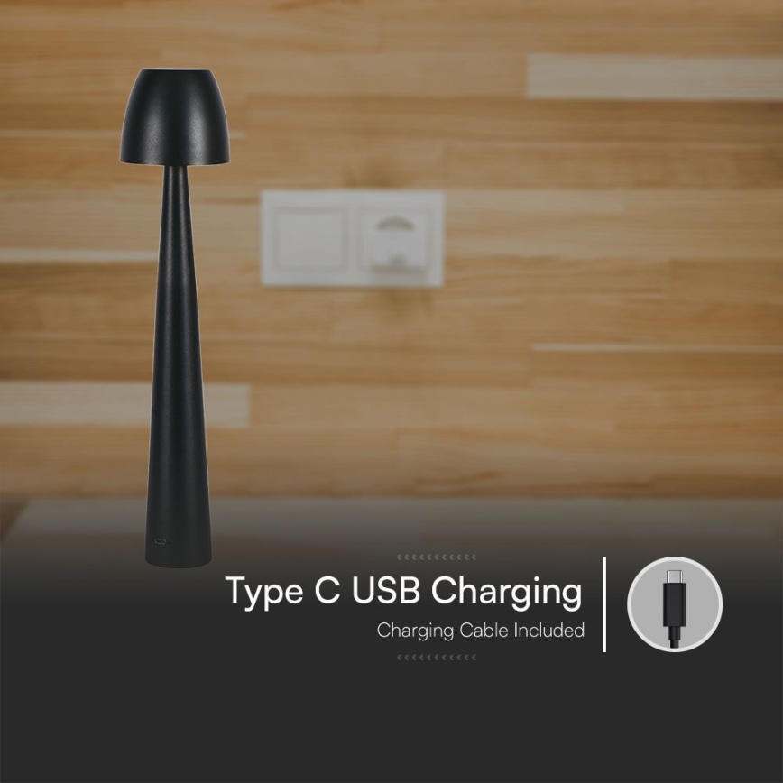 LED Lampada da tavolo touch ricaricabile e dimmerabile LED/3W/5V 3000-6000K 1800 mAh nero