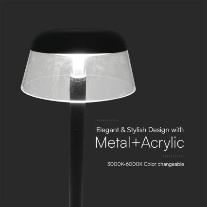 LED Lampada da tavolo touch ricaricabile e dimmerabile LED/3W/5V 3000-6000K 1800 mAh nero
