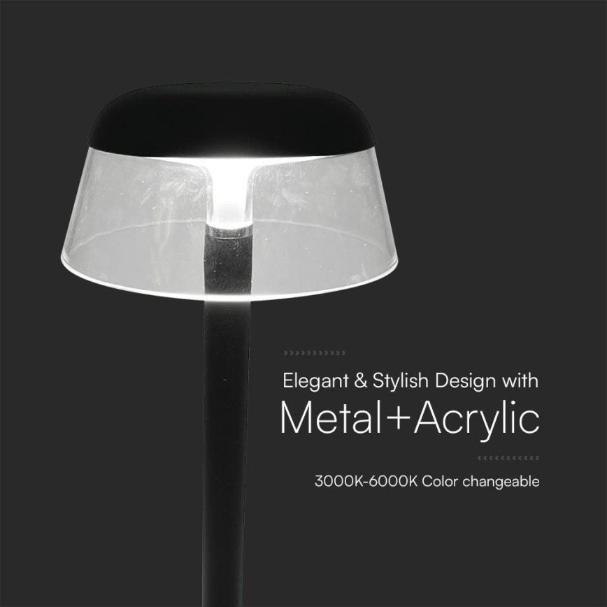 LED Lampada da tavolo touch ricaricabile e dimmerabile LED/3W/5V 3000-6000K 1800 mAh nero