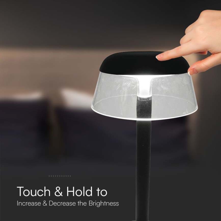 LED Lampada da tavolo touch ricaricabile e dimmerabile LED/3W/5V 3000-6000K 1800 mAh nero