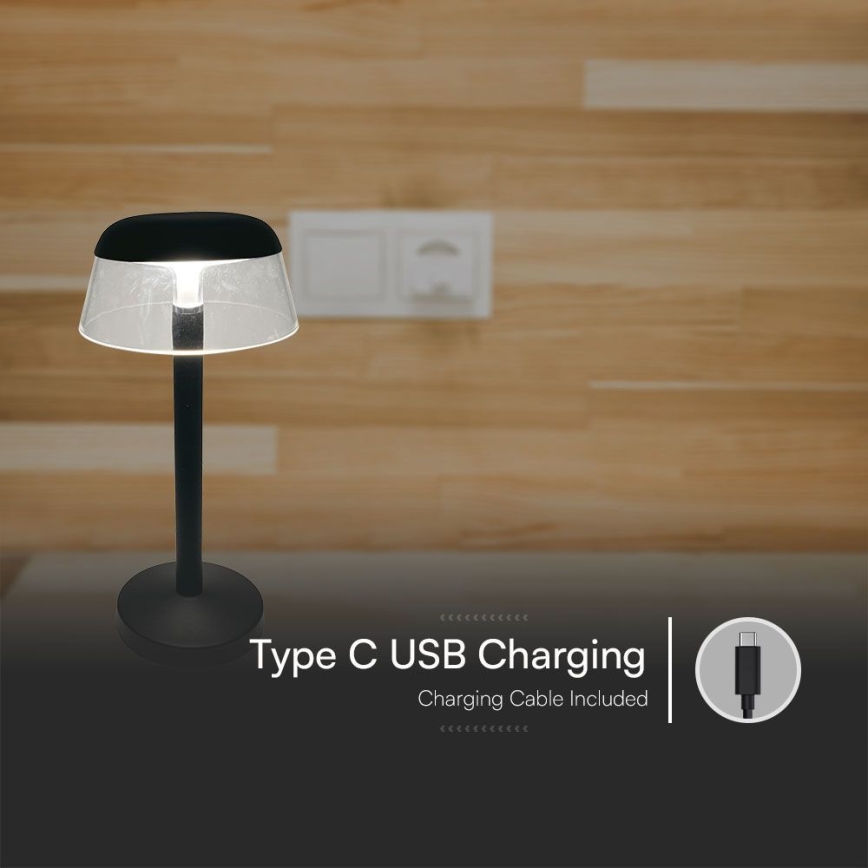 LED Lampada da tavolo touch ricaricabile e dimmerabile LED/3W/5V 3000-6000K 1800 mAh nero