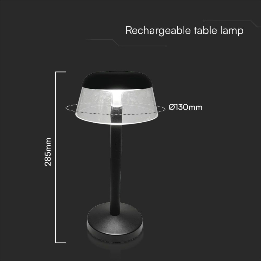 LED Lampada da tavolo touch ricaricabile e dimmerabile LED/3W/5V 3000-6000K 1800 mAh nero